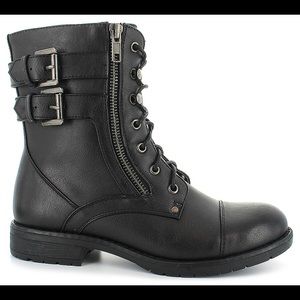 ID Required - Buckle and Zip Combat Boots - Size 8